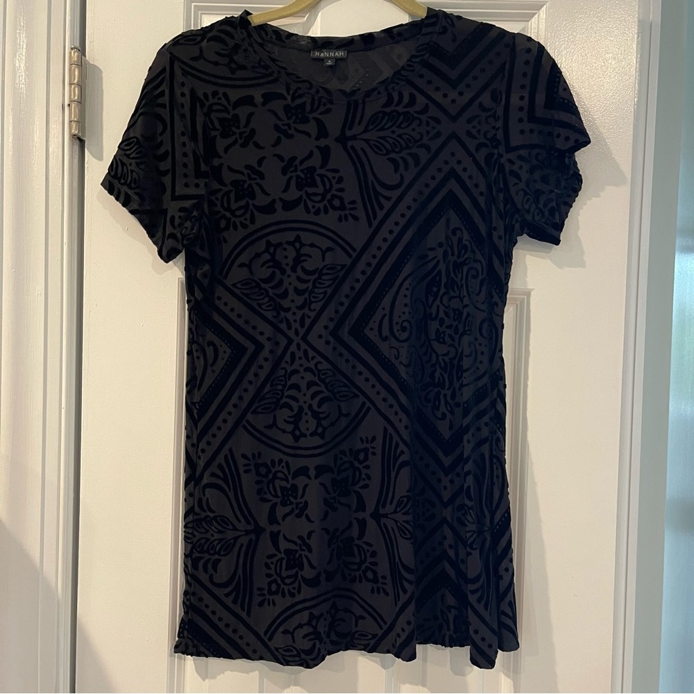 Sheer with velvety detailed blouse